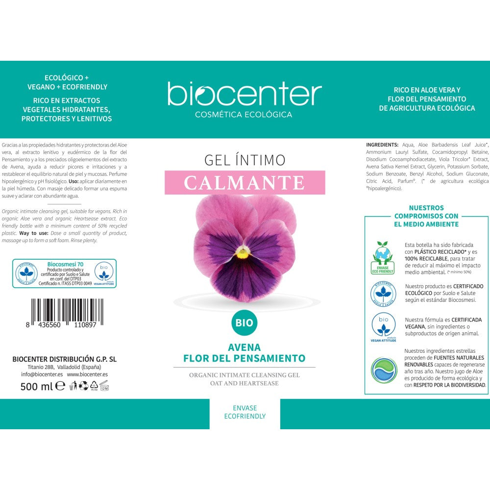 Botanical Gel Intimo Calmante Avena Flor