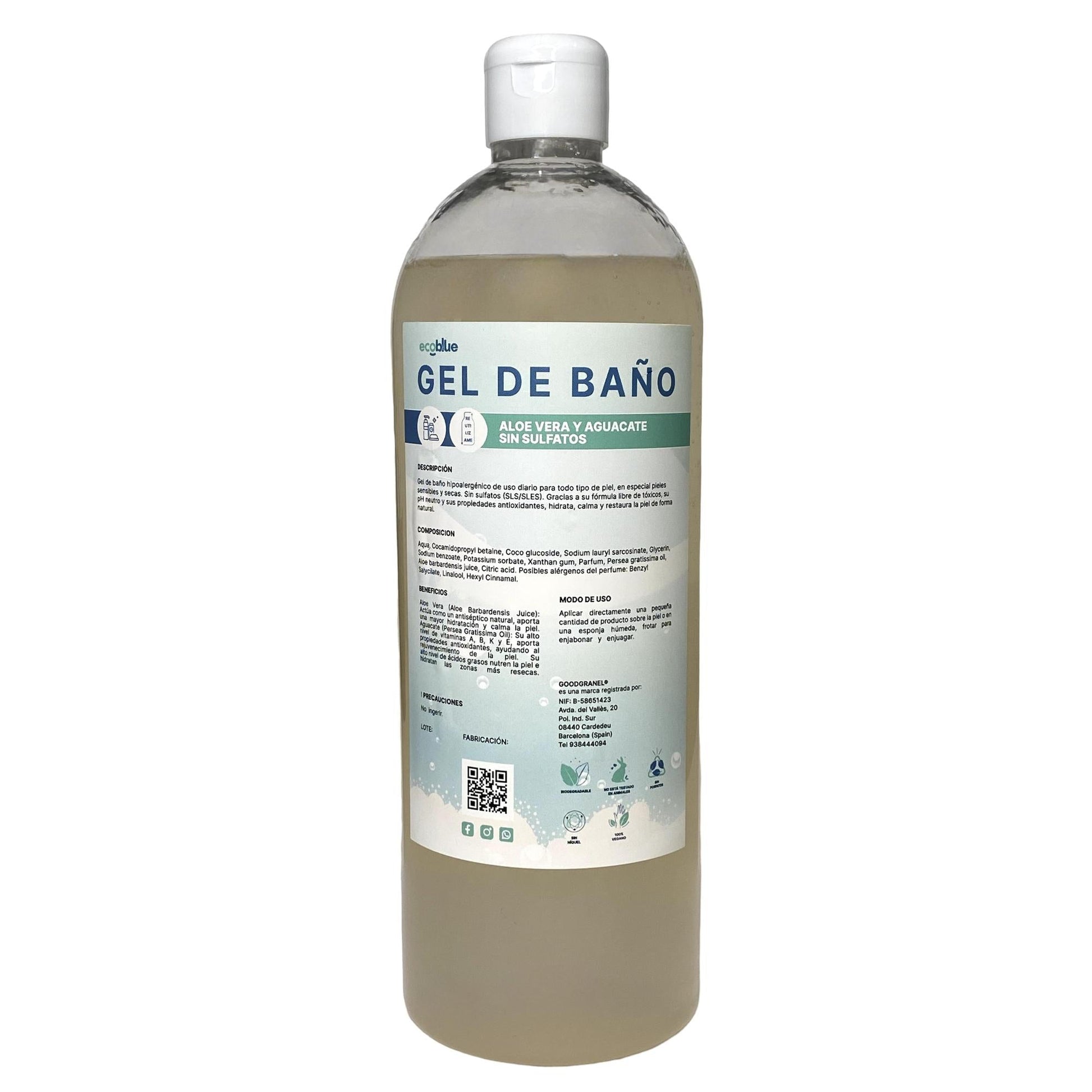 Gel De Baño Aloe Vera Y Aguacate Sin Sulfatos 0,5L